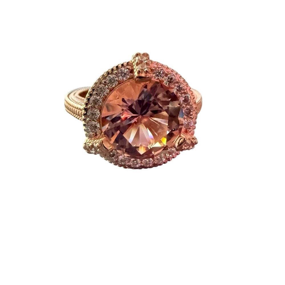 Judith Ripka 925 Sterling Silver 14k Rose Gold Ring NEW Size 9.75